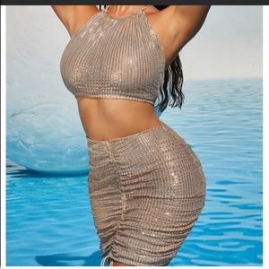 Oh Polly set mesh sequin 2pc US8 New